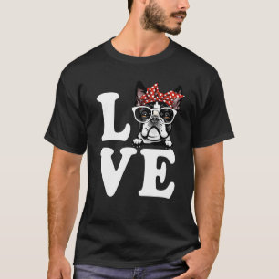 I Kärlek My Boston Terrier Bandana Sunglasses Hund T Shirt