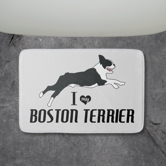 I Kärlek My Boston Terrier Hund Badrumsmatta (I love my Boston Terrier Bosties Bathmat)