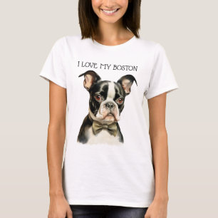 I KÄRLEK MY BOSTON TERRIER HUND T SHIRT