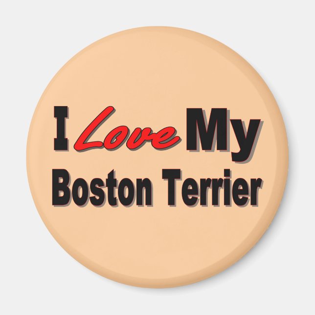 I Kärlek My Boston Terrier Merchandise Magnet (Framsidan)