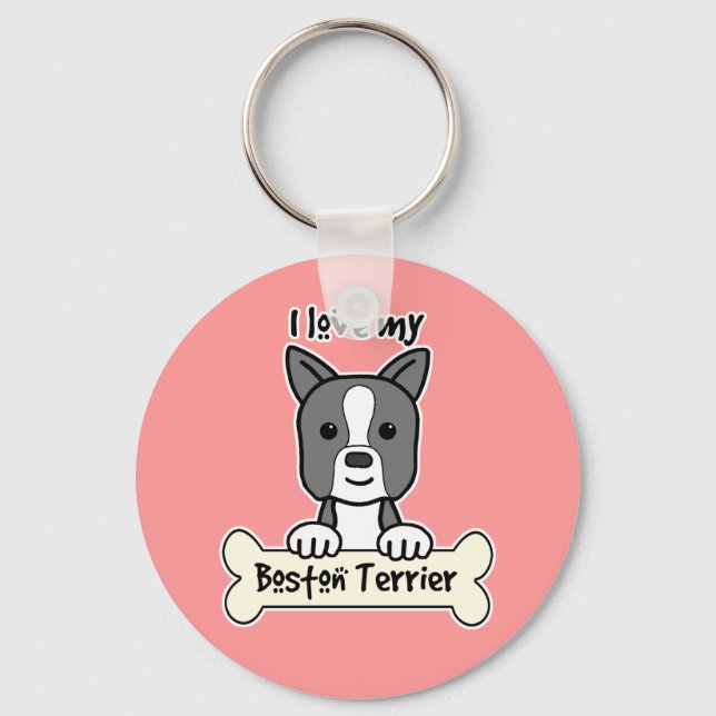 I Kärlek My Boston Terrier Nyckelring (Framsida)