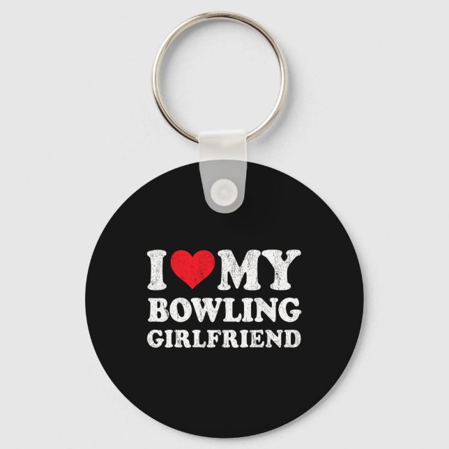 I Kärlek My Bowling Girlkompis Funny Boykompis Val Nyckelring (Framsida)