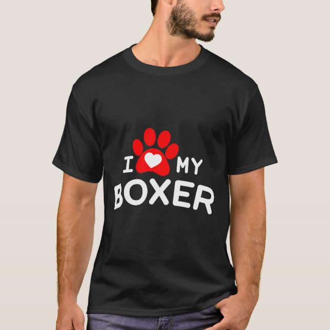 I Kärlek My Boxer Boxer Hund T Shirt (Framsida)