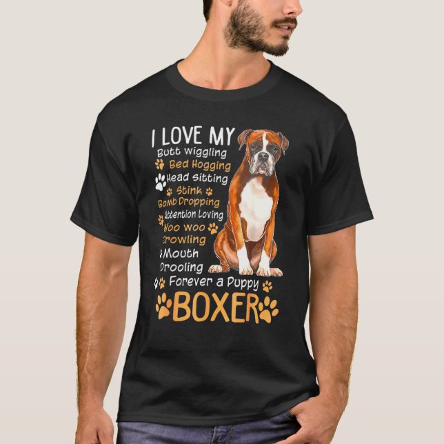 I Kärlek My Boxer Hund Hundar T Shirt (Framsida)