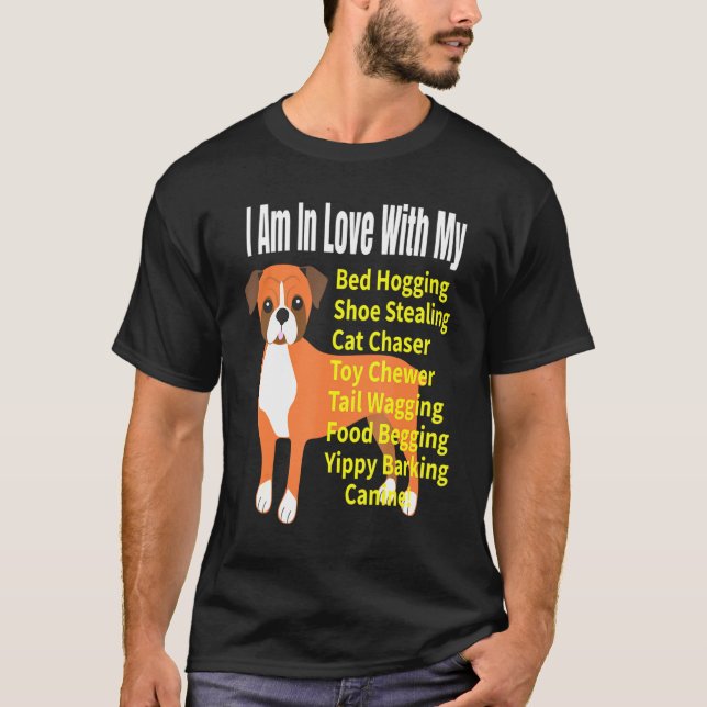 I Kärlek My Boxer Hund Memine T Shirt (Framsida)