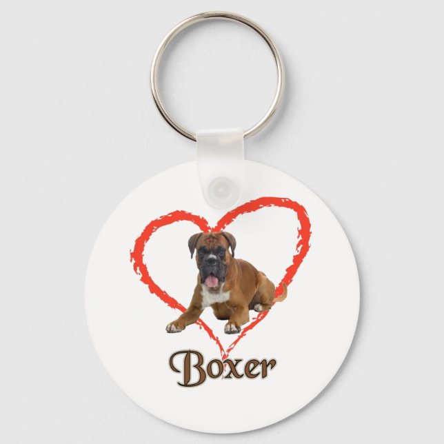 I Kärlek My Boxer Hund Nyckelring (Framsida)