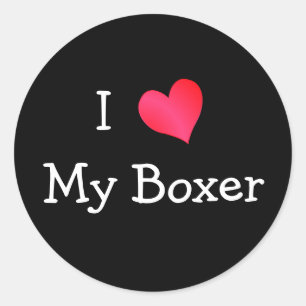 I Kärlek My Boxer Runt Klistermärke