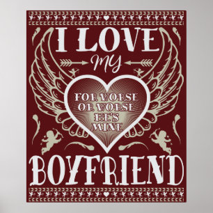 I KÄRLEK MY BOYFRIEND - FUNNY ROMANTIC KÄRLEK QUOT POSTER