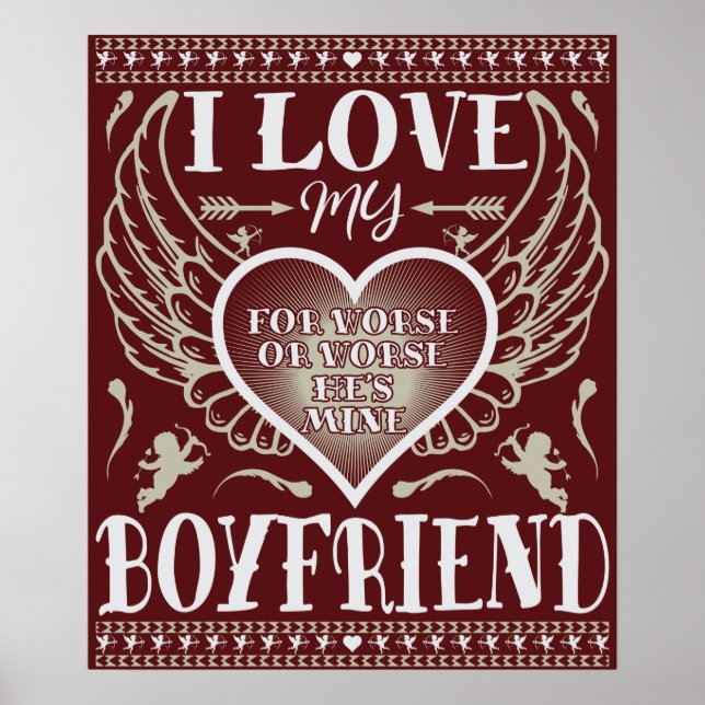 I KÄRLEK MY BOYFRIEND - FUNNY ROMANTIC KÄRLEK QUOT POSTER (Framsidan)