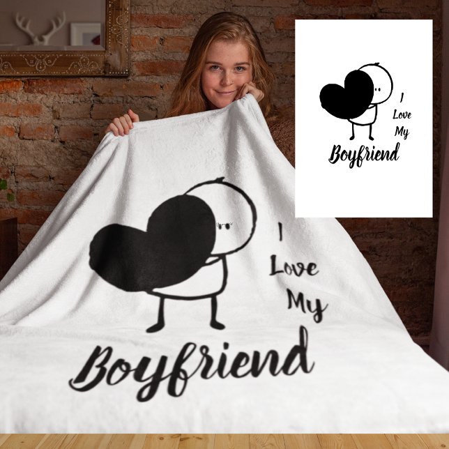 I Kärlek My BOYFRIEND - Modern personlig Anpassnin Fleecefilt (Skapare uppladdad)