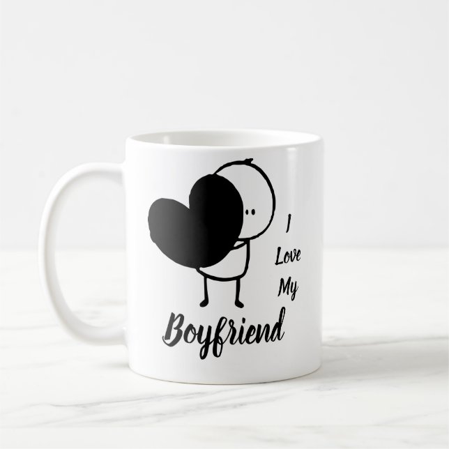 I Kärlek My BOYFRIEND - Modern personlig Anpassnin Kaffemugg (Vänster)