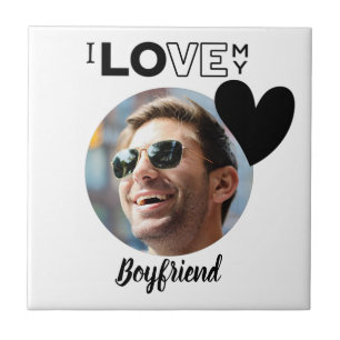 I Kärlek My BOYFRIEND Photo Gift Make Fiance PAPPA Kakelplatta