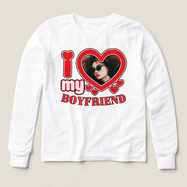I Kärlek My Boykompis Anpassningsbar Heart Photo T Shirt (Design framsida)