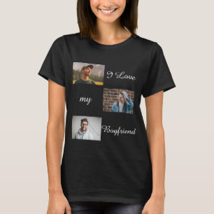 I Kärlek My Boykompis Anpassningsbar Photo Collage T Shirt