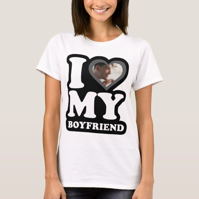 I Kärlek My Boykompis Black & White - Anpassningsb T Shirt (Framsida)