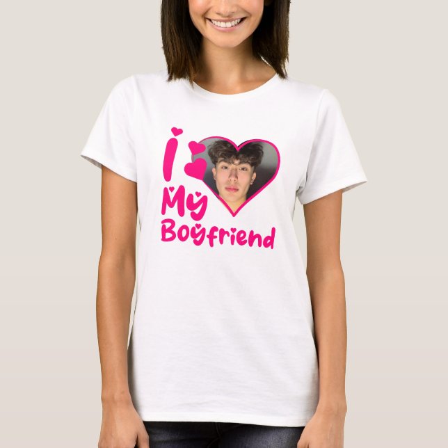 I Kärlek My Boykompis Heart Anpassningsbar Photo T Shirt (Framsida)
