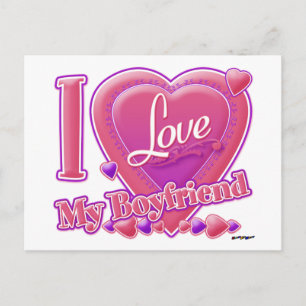 I Kärlek My Boykompis rosa/lila - hjärtan Vykort
