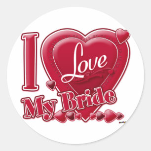 I Kärlek My Bride Red - Hjärtat Runt Klistermärke