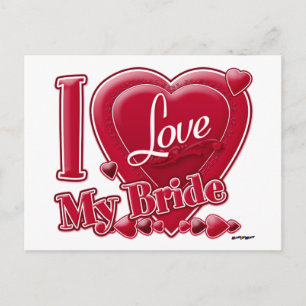 I Kärlek My Bride Red - Hjärtat Vykort