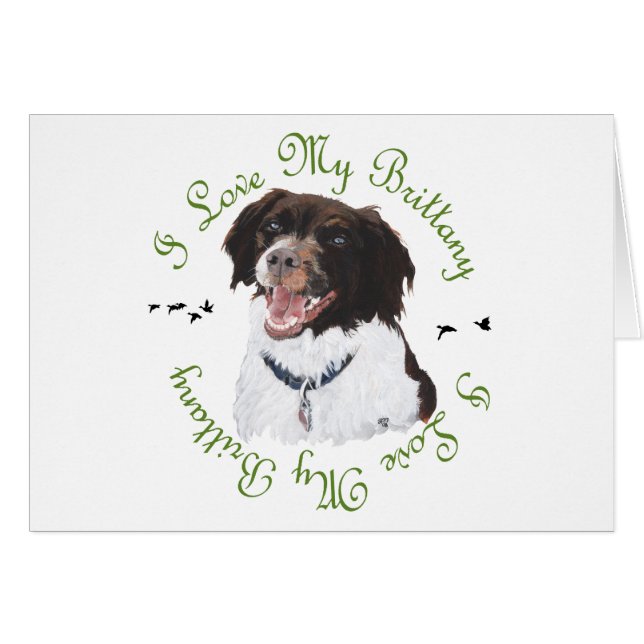 I Kärlek My Brittany Hälsningskort (Framsidan Horizontal)