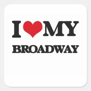 I Kärlek My BROADWAY Fyrkantigt Klistermärke