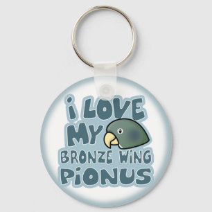 I Kärlek My Bronze Winged Pionus Keychain Nyckelring