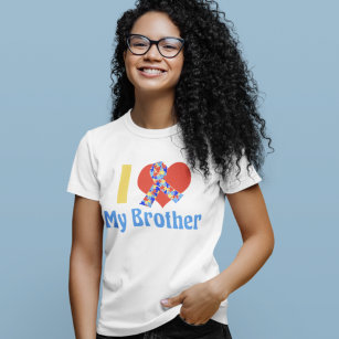 I Kärlek My Brother Autism Awareness Anpassningsba T Shirt