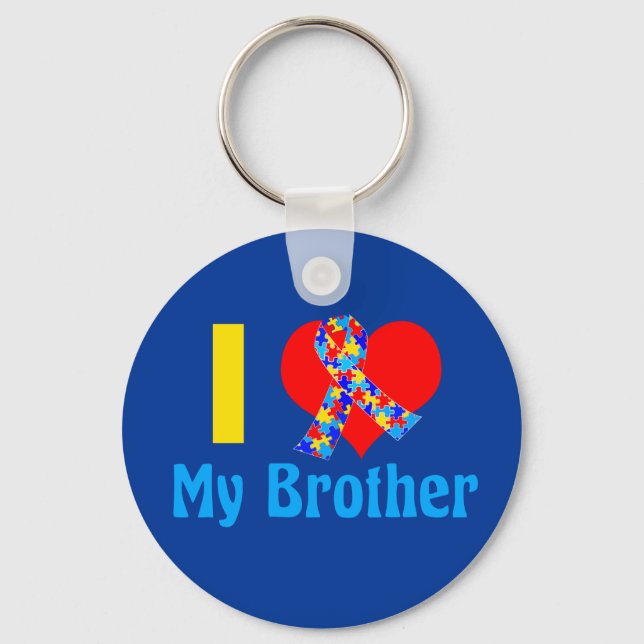 I Kärlek My Brother Autism Awareness Blue Nyckelring (Framsida)