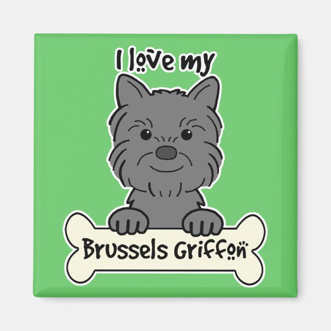 I Kärlek My Brussels Griffon Magnet (Framsidan)