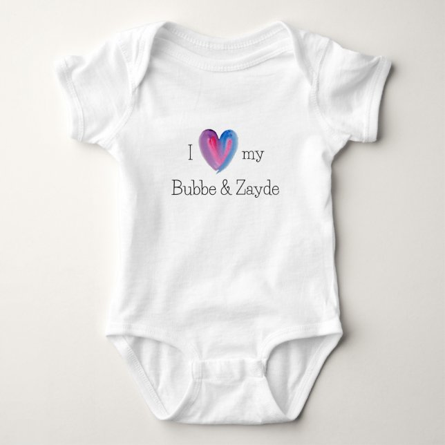 I Kärlek My Bubbe och Zayde Baby Bodykostym T Shirt (Framsida)