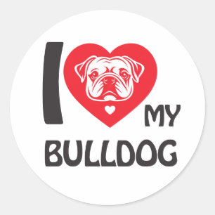I Kärlek My Bulldog - Funny & Cute Hund älskare Gi Runt Klistermärke