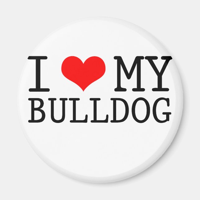 I Kärlek My Bulldog Magnet (Framsidan)