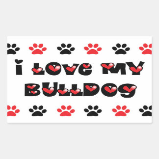 I Kärlek My Bulldog Rektangulärt Klistermärke
