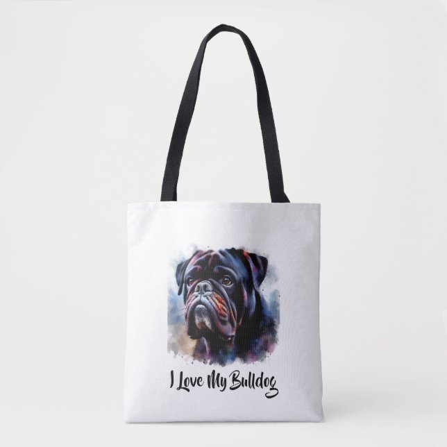 I Kärlek My Bulldog Tote Bag Tygkasse (Framsida)