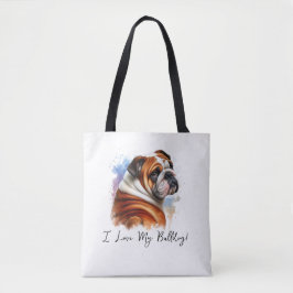 I Kärlek My Bulldog Tote Bag Tygkasse