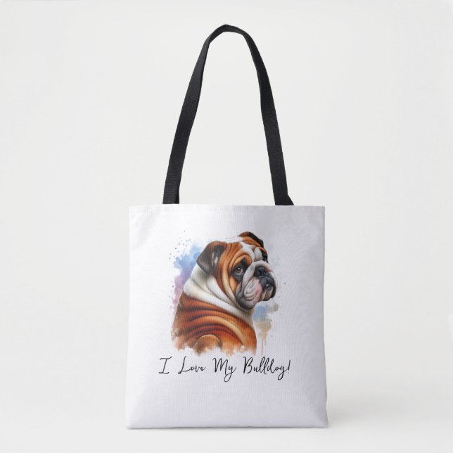 I Kärlek My Bulldog Tote Bag Tygkasse (Framsida)