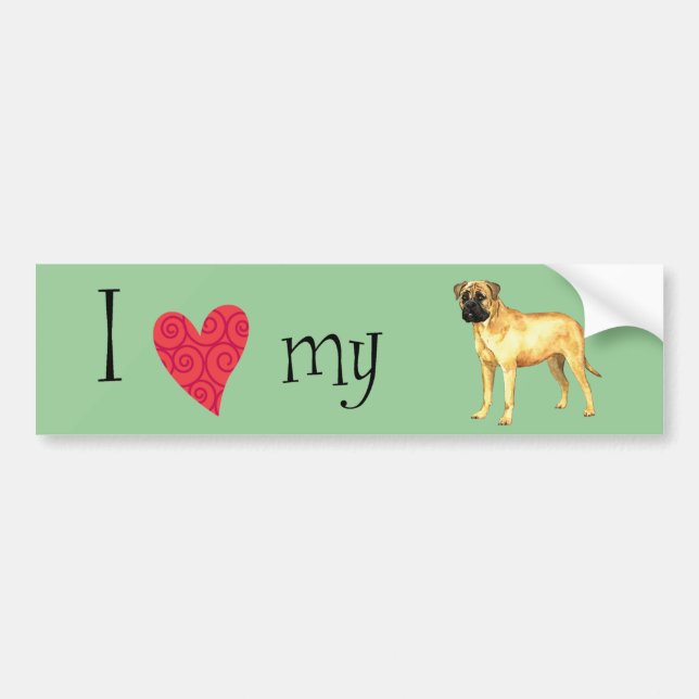 I Kärlek my Bullmastiff Bildekal (Framsidan)