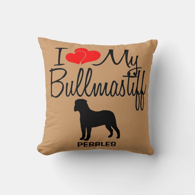I Kärlek My Bullmastiff Hund aveln Pillow Kudde (Framsida)