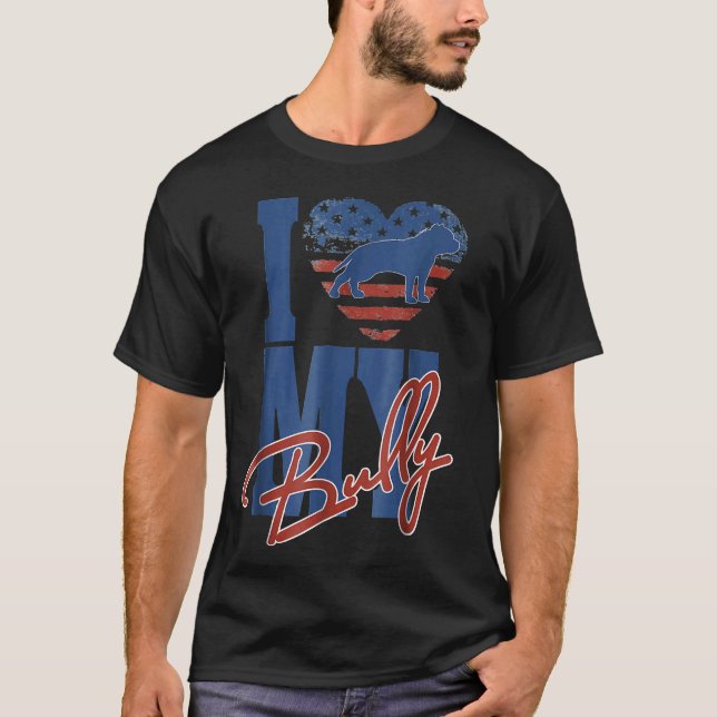 I Kärlek My Bully American Bully Pit Bull T Shirt (Framsida)