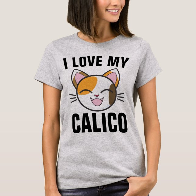 I KÄRLEK MY CALICO CAT T-Shirts (Framsida)