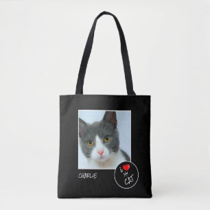 I Kärlek My Cat, Anpassningsbar Photo - Djurälsk Tygkasse