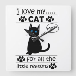I Kärlek My Cat Cats Kattunge Fyrkantig Klocka