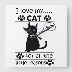 I Kärlek My Cat Cats Kattunge Fyrkantig Klocka
