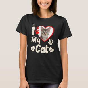 I Kärlek My Cat Heart Personlig Photo T Shirt