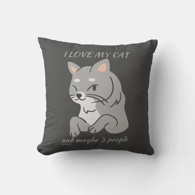 I KÄRLEK MY CAT OCH MAYBE 3 FOLK gullig katt Kudde (Framsida)