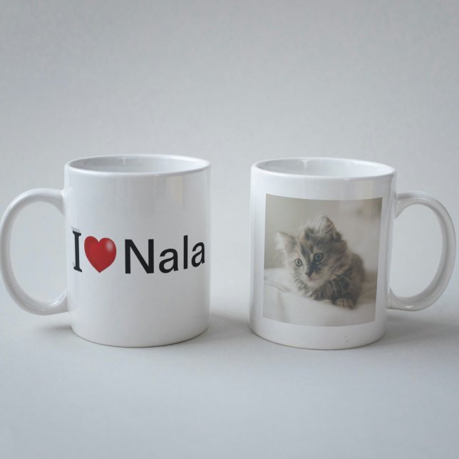 I Kärlek My Cat personlig-foto Kaffemugg (Skapare uppladdad)