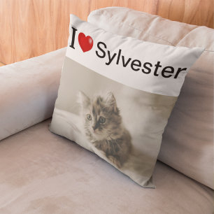 I Kärlek My Cat personlig-foto Kudde