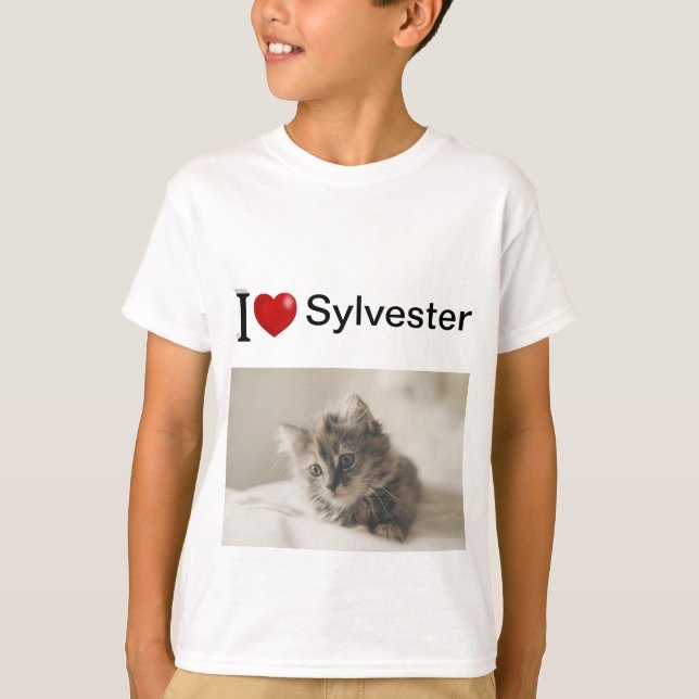 I Kärlek My Cat personlig-foto T Shirt (Framsida)