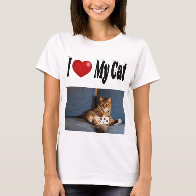 I Kärlek My Cat Photo T Shirt (Framsida)