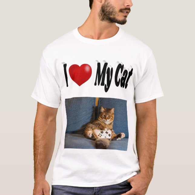 I Kärlek My Cat Photo T Shirt (Framsida)